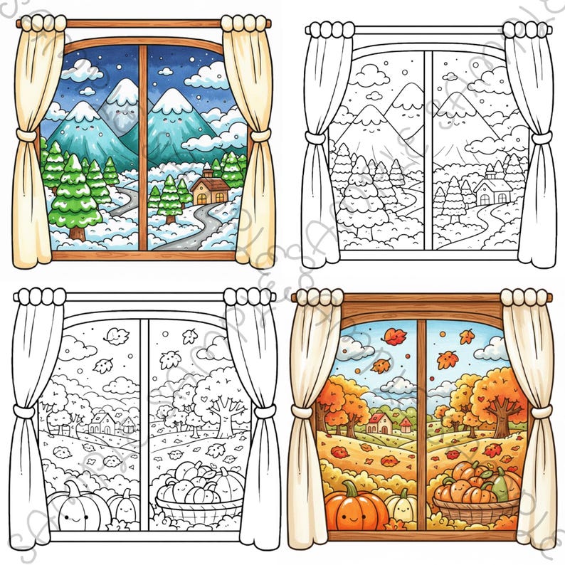 Little Window Worlds of Kawaii – Cute Fantasy Coloring Book for Adults & Teens, Cozy Whimsical Scenes, Bold Easy Coloring Pages
