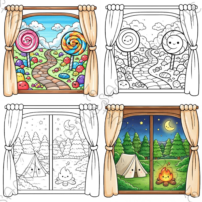 Little Window Worlds of Kawaii – Cute Fantasy Coloring Book for Adults & Teens, Cozy Whimsical Scenes, Bold Easy Coloring Pages