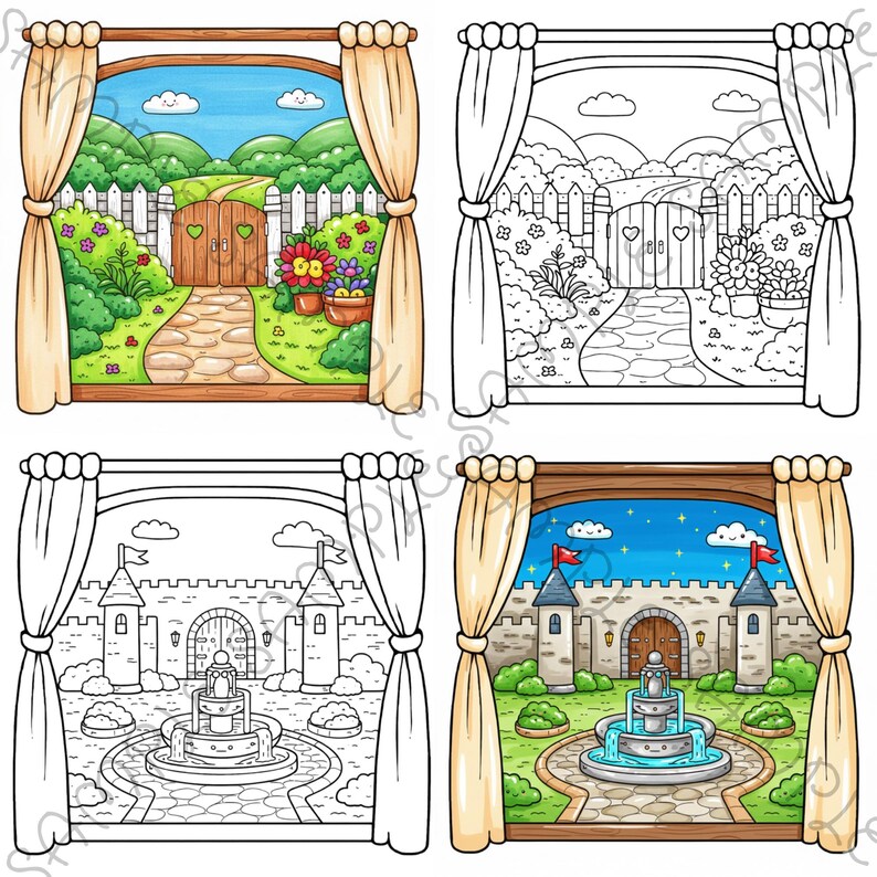 Little Window Worlds of Kawaii – Cute Fantasy Coloring Book for Adults & Teens, Cozy Whimsical Scenes, Bold Easy Coloring Pages
