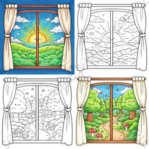 Little Window Worlds of Kawaii – Cute Fantasy Coloring Book for Adults & Teens, Cozy Whimsical Scenes, Bold Easy Coloring Pages