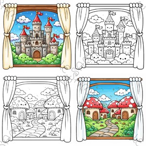 Little Window Worlds of Kawaii – Cute Fantasy Coloring Book for Adults & Teens, Cozy Whimsical Scenes, Bold Easy Coloring Pages