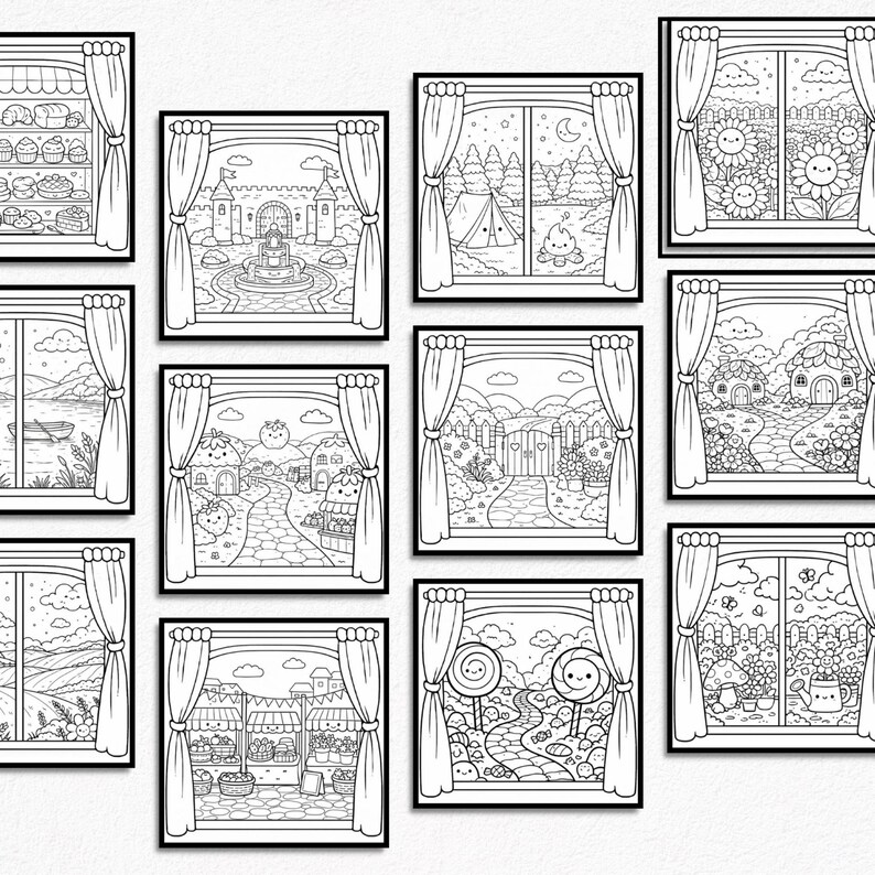 Little Window Worlds of Kawaii – Cute Fantasy Coloring Book for Adults & Teens, Cozy Whimsical Scenes, Bold Easy Coloring Pages