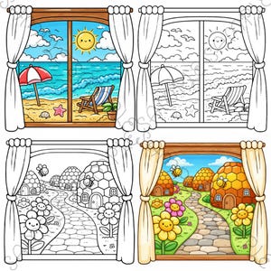 Little Window Worlds of Kawaii – Cute Fantasy Coloring Book for Adults & Teens, Cozy Whimsical Scenes, Bold Easy Coloring Pages