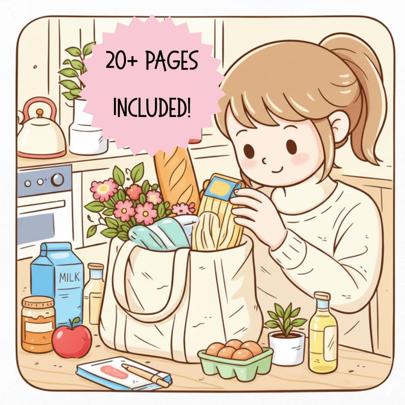 Soft Life Scenes Coloring Book - Relaxing Kawaii Illustrations, 20+ Pages (Digital Download) image 2