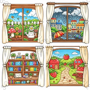 Little Window Worlds of Kawaii – Cute Fantasy Coloring Book for Adults & Teens, Cozy Whimsical Scenes, Bold Easy Coloring Pages