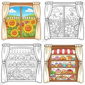 Little Window Worlds of Kawaii – Cute Fantasy Coloring Book for Adults & Teens, Cozy Whimsical Scenes, Bold Easy Coloring Pages
