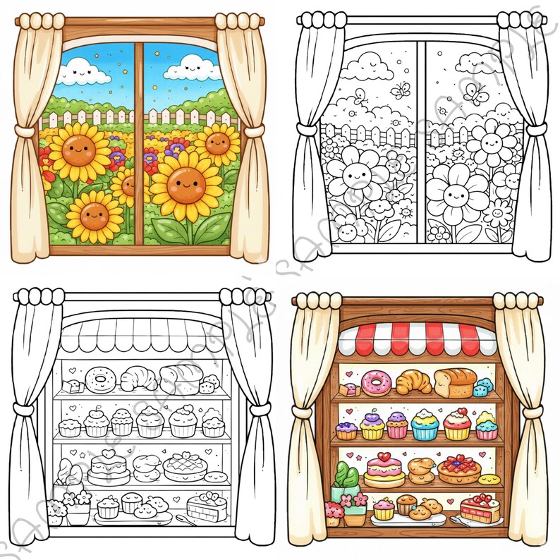 Little Window Worlds of Kawaii – Cute Fantasy Coloring Book for Adults & Teens, Cozy Whimsical Scenes, Bold Easy Coloring Pages