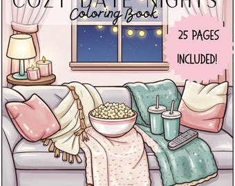 Cozy Date Night Coloring Book | 25 Romantic Scenes (PDF Download)