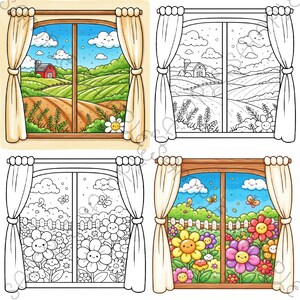 Little Window Worlds of Kawaii – Cute Fantasy Coloring Book for Adults & Teens, Cozy Whimsical Scenes, Bold Easy Coloring Pages