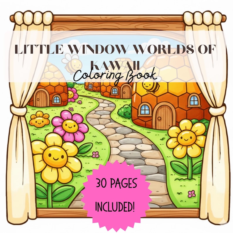 Little Window Worlds of Kawaii – Cute Fantasy Coloring Book for Adults & Teens, Cozy Whimsical Scenes, Bold Easy Coloring Pages