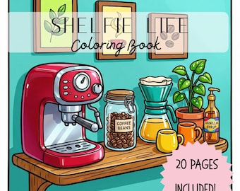 Cozy Shelf Coloring Book | Home Decor, 20 Pages (PDF Download)