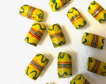 Vintage Yellow Trade Beads,  Matched African Trade Beads x 12