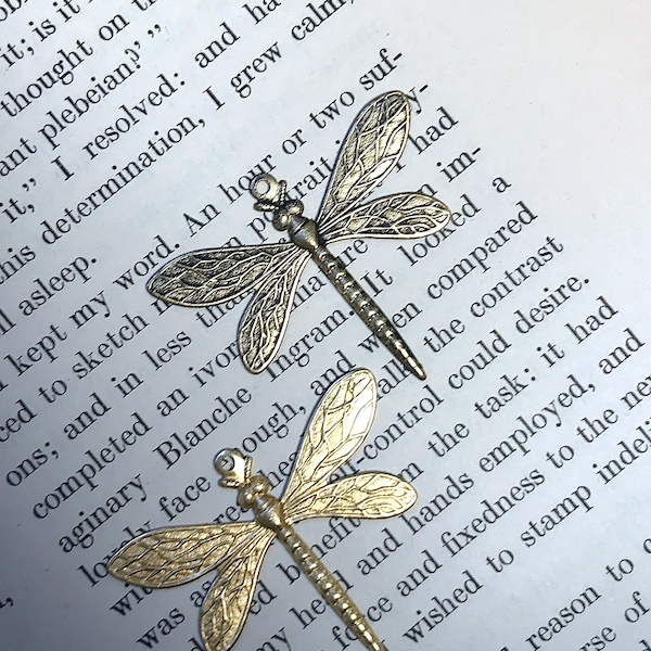 Vintage Brass Dragonfly Charms