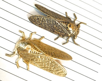 Vintage Brass Cicada Stamping, Made in USA, Brass Beetle , Metal Insect Finding, Buy More and Save