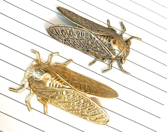 2 Brass Cicada Stamping, Made in USA, Brass Beetle , Metal Insect Finding, Quantity Price Discount