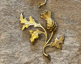 Vintage Thistle Brass  Stamping with Leaves (2)