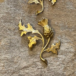 Vintage Thistle Brass Stamping with Leaves 2 image 1