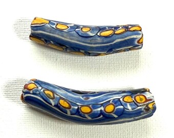 Venetian Glass Large Elbows Shaped Tread Beads (2)