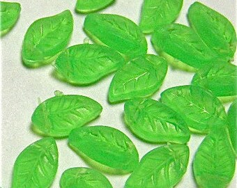 Green leaf Beads 10x6mm 100 pieces,  Buy More and Save