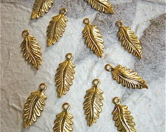 18 Small Metal Leaf Findings with Loop