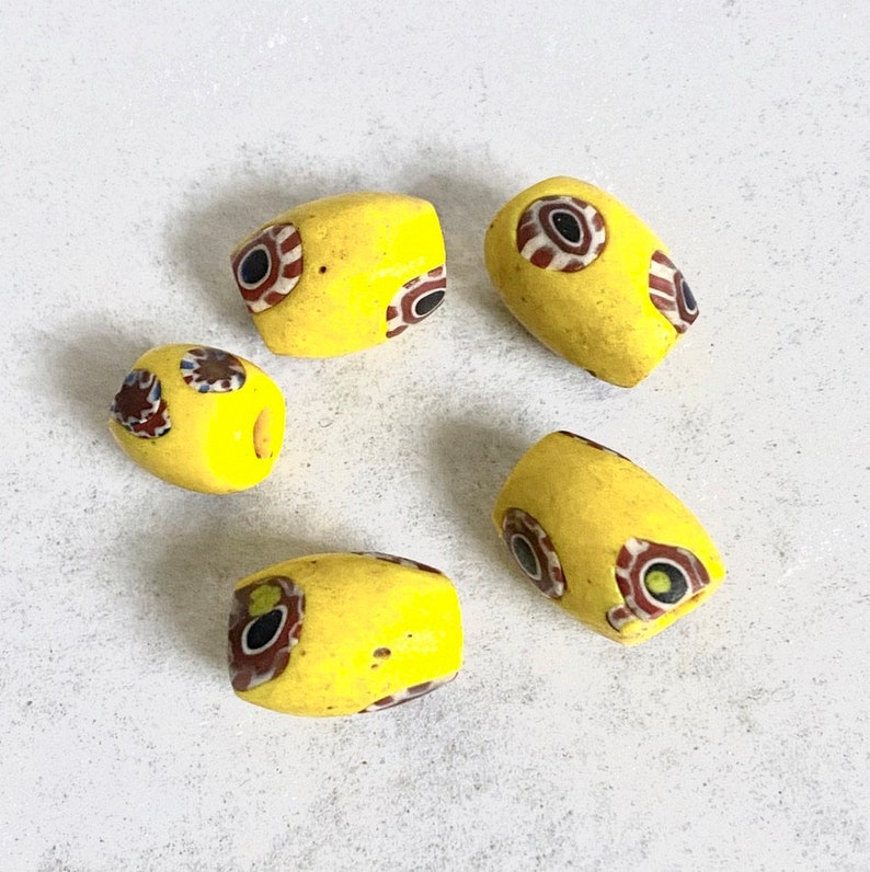 Vintage Matched yellow Oval African Trade Beads 4