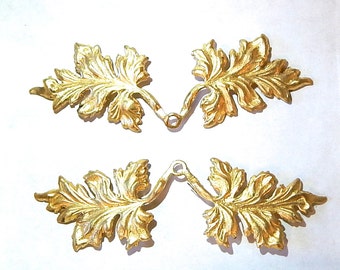 Metal Leaves, Brass Branches with Leaves, Leaf Stampings, 2 pieces