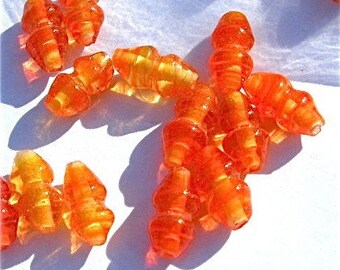 Vintage Orange Japanese glass beads 6x11mm (8)