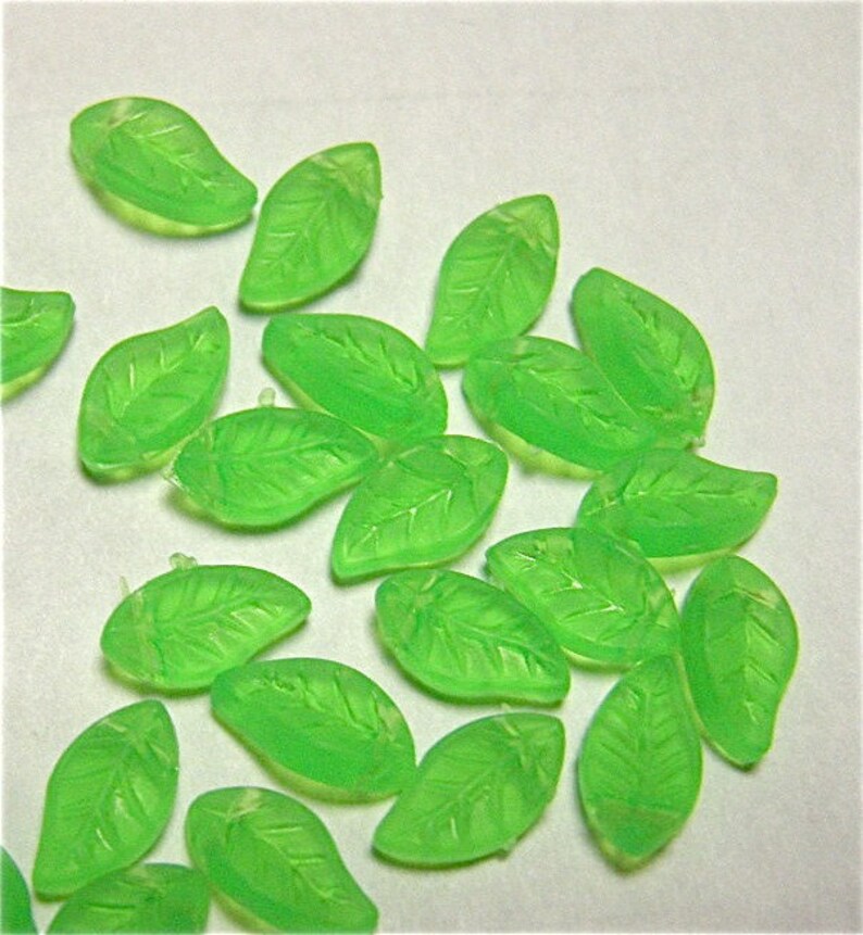 Green leaf Beads 10x6mm 100 pieces, Buy More and Save image 2