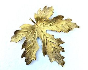 2 Large Vintage Raw Brass Maple Leaf Stampings