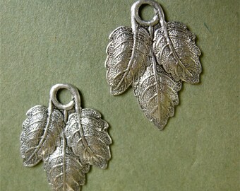 Antiqued Silver Metal Leaf Stampings (4)