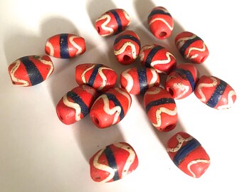 Vintage Oval Trade Beads, Matched African Trades Beads x 8