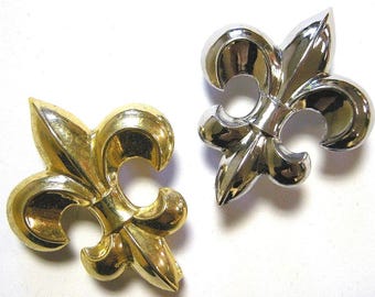 Broches de flor de lis dorados, alfileres vintage de los años 50, fabricados en EE. UU.
