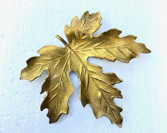 2 Large Vintage Raw Brass Maple Leaf Stampings