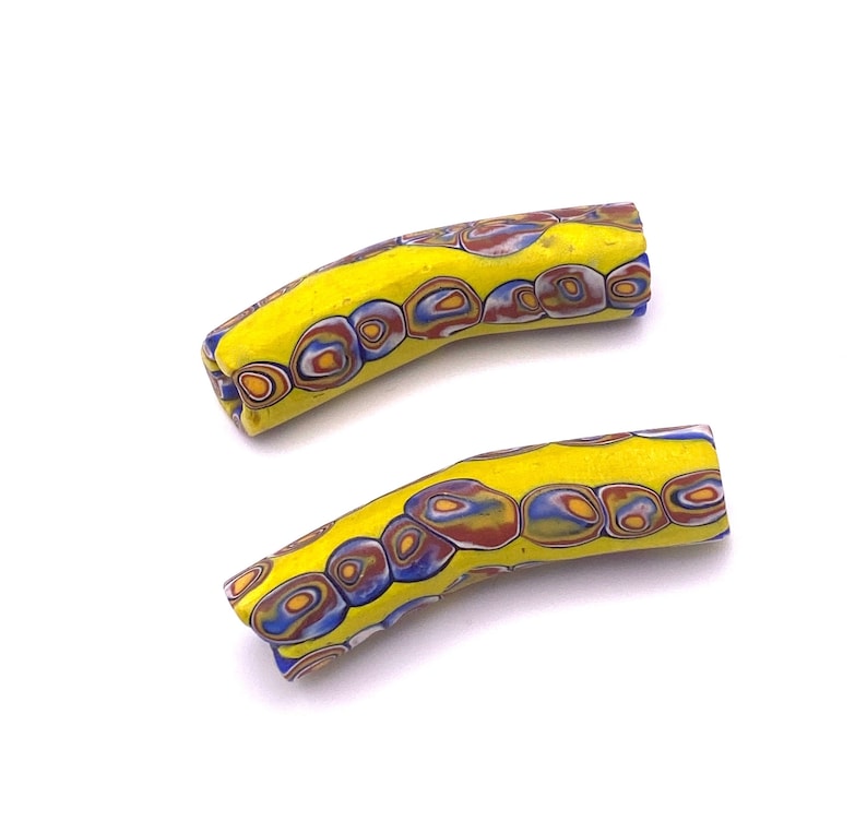 Vintage Venetian Elbow Trade Bead, Venetian Glass Bead, Large Elbow Shaped Trading Bead image 1