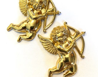 Brass Cupid Sampling, Large Cupid with Bow and Arrow x2, Vintage Finding  Made in USA