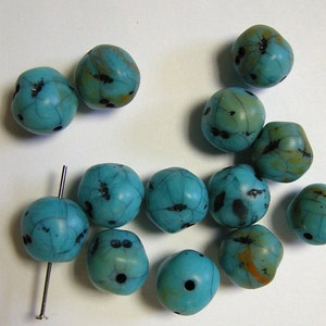 12 Plastic Turquoise Beads image 1