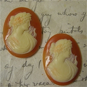 Vintage Resin Cameos 30x40mm x 1 piece image 1