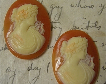 Vintage Resin Cameos 30x40mm x 1 piece