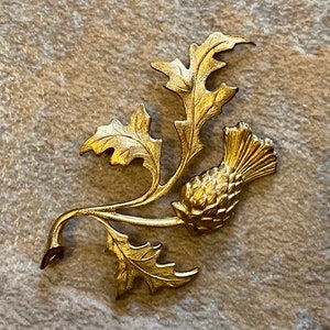 Vintage Thistle Brass Stamping with Leaves 2 image 2