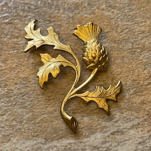 Vintage Thistle Brass Stamping with Leaves 2 image 3