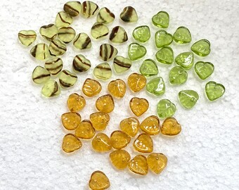 Small Glass Leaf Charms with Hole at the Top, Purchase by color or Autumn Mix