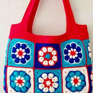 Granny Square Bag, Crochet Bag, Boho Bag,Bag for Women Gift Bag, Shoulder Bag, Handmade Bag, Tote Bag