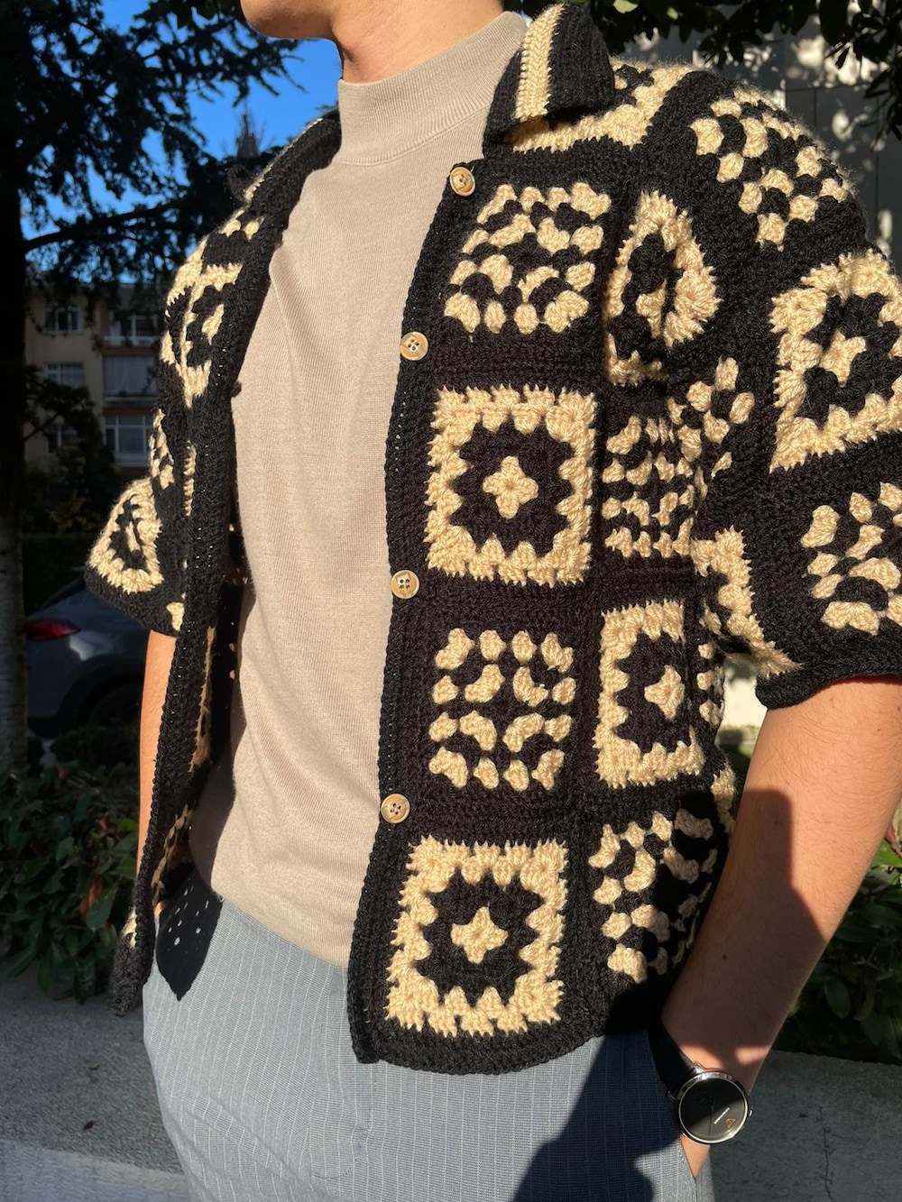 Crochet Shirt, Oversized Shirts For Men, Handmade Shirt, Unisex Shirt, Summer Shirt, Hanmade Knitted Shirt, Crochet Polo Shirt,Granny Shirt Glowstitch