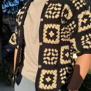 Crochet Shirt, Oversized Shirts for men, Handmade Shirt, Unisex Shirt, Summer Shirt, Hanmade knitted shirt, Crochet Polo Shirt,Granny Shirt