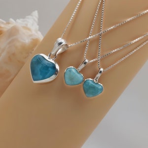 Larimar Heart Necklace: 925 Sterling Silver, Dominican Gemstone