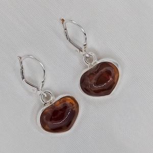 Amber Set of Earrings and Rings, Amber Rings, Gift Amber, Amber Jewelry, Best Gift for Her, Heart Earrings Silver,Earrings Amber Small Heart