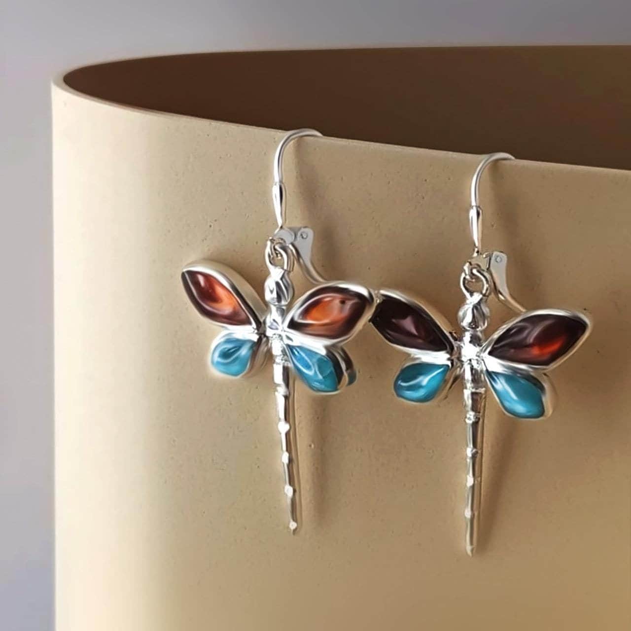 Vergissmeinnicht Edelstahl Ohrhänger Ohrschmuck ART 109 Mit Klappbrisuren