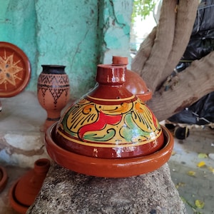 Hand-Painted Moroccan Tagine: Authentic Berber Clay Cookware