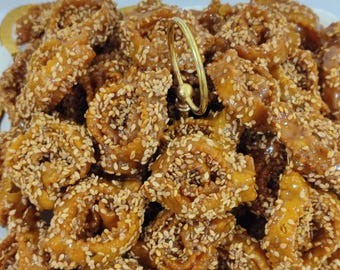 Authentic Moroccan Chebakia | Ramadan Sweets Honey Sesame Pastry | Handmade Fes Traditional Cookies | Halal Iftar Dessert