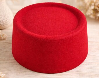 Moroccan Tarboush Fez Hat, Handmade Wool Felt Cap, Traditional Islamic Hat, Eid Outfit Accessory, Wedding Fez, Ready to Ship